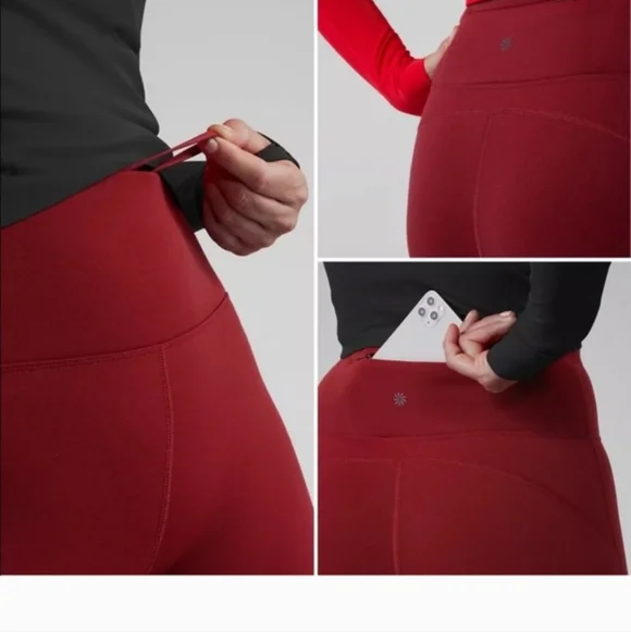 Athleta altitude Tight Bnwt Fleece Lined Red Leggings Small - Picture 3 of 10